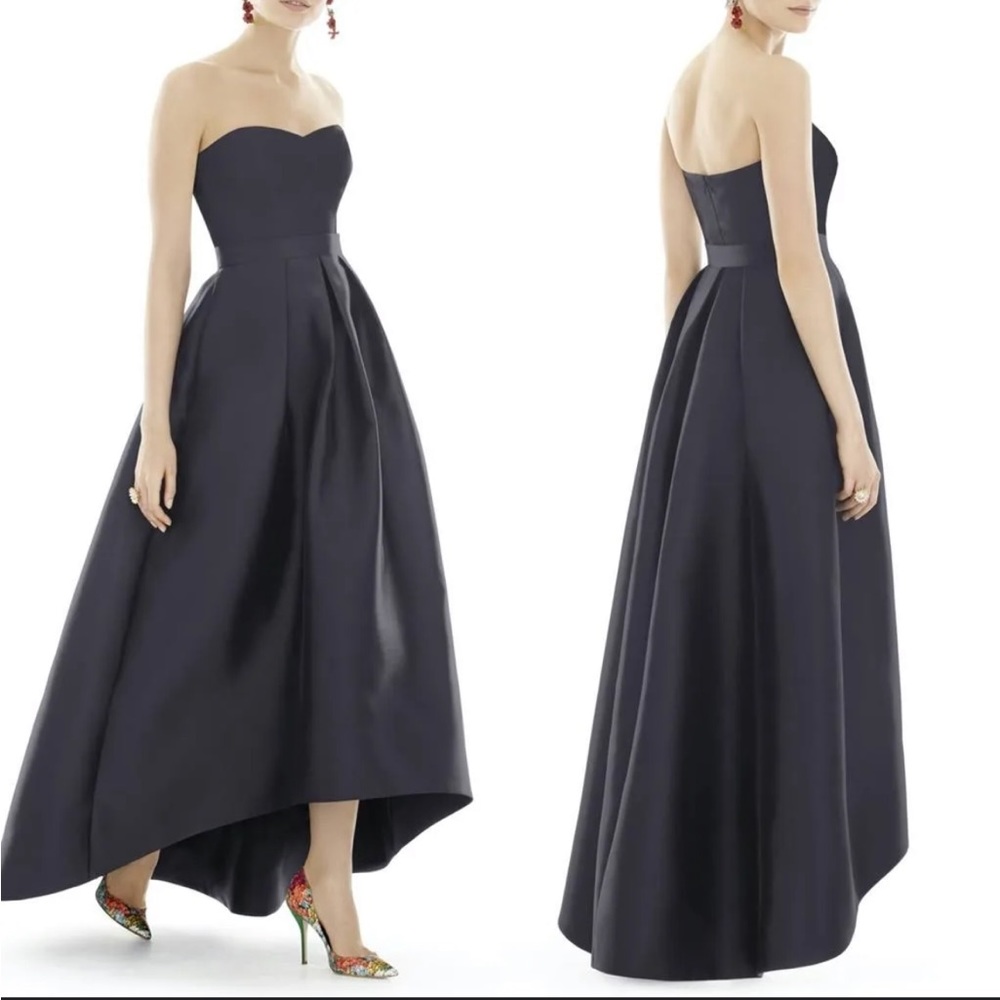 Alfred Sung strapless high-low gown size 14 with pockets